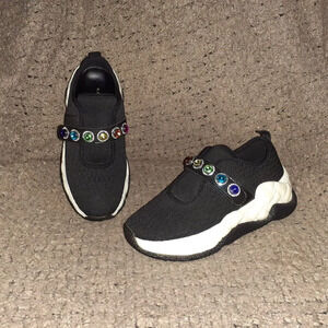 KURT GEIGER LONDON-Knit Jewel-Black-1.5" Platform-Colored Jewels-Sz 6-Excellent